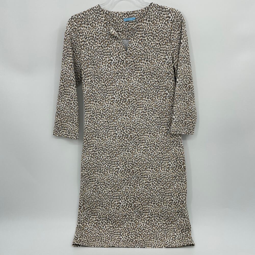 J MCLAUGHLIN Carly Dress Size M Animal Print Sheath 3/4 Sleeve Catalina Office